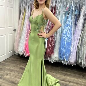 Sherri Hill Elegant Sage Green Prom Dress